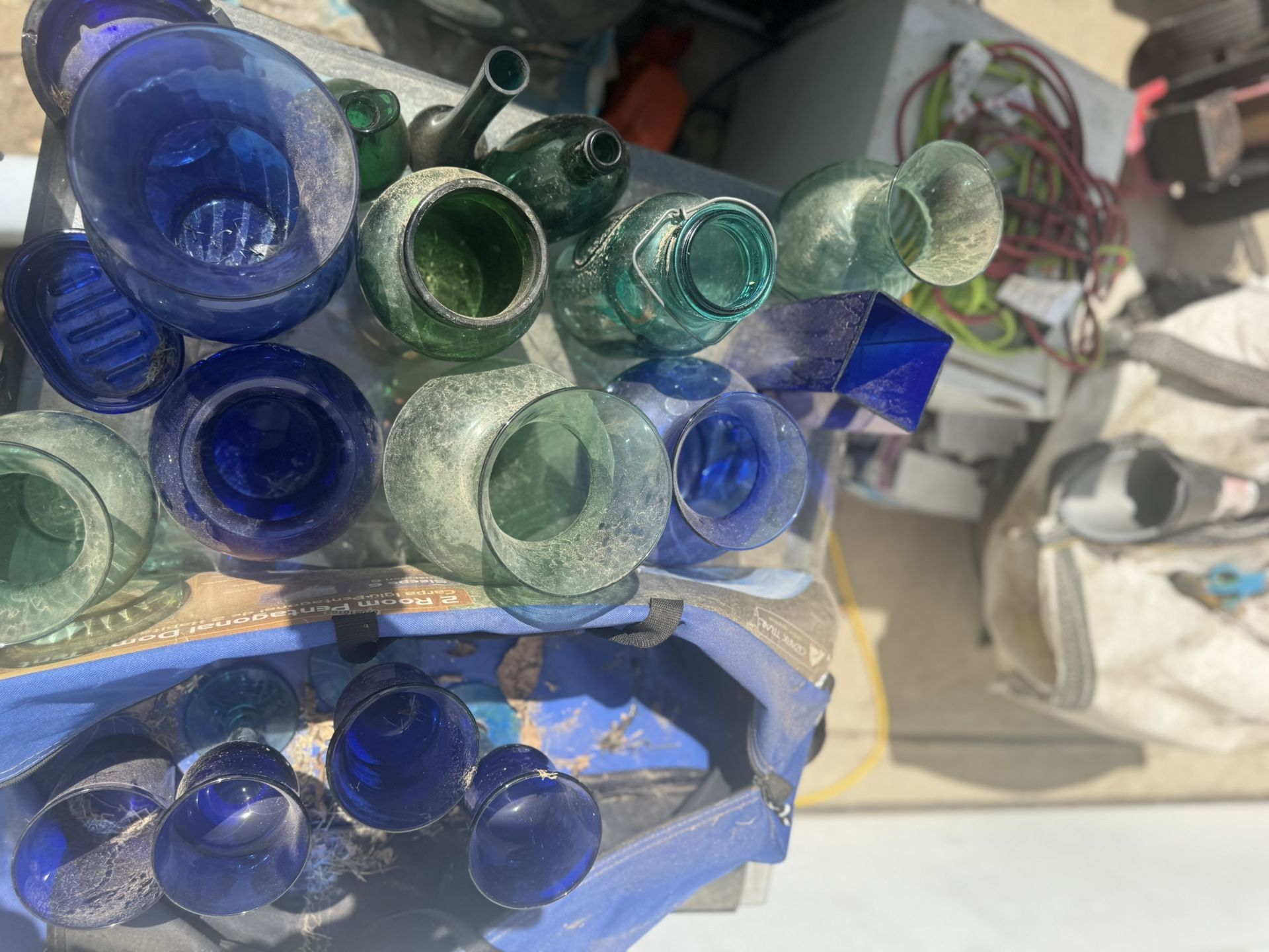 Set of 2 Cobalt Blue Vintage Vases - Wedding Decor - Party Decor - Floral Arrangements