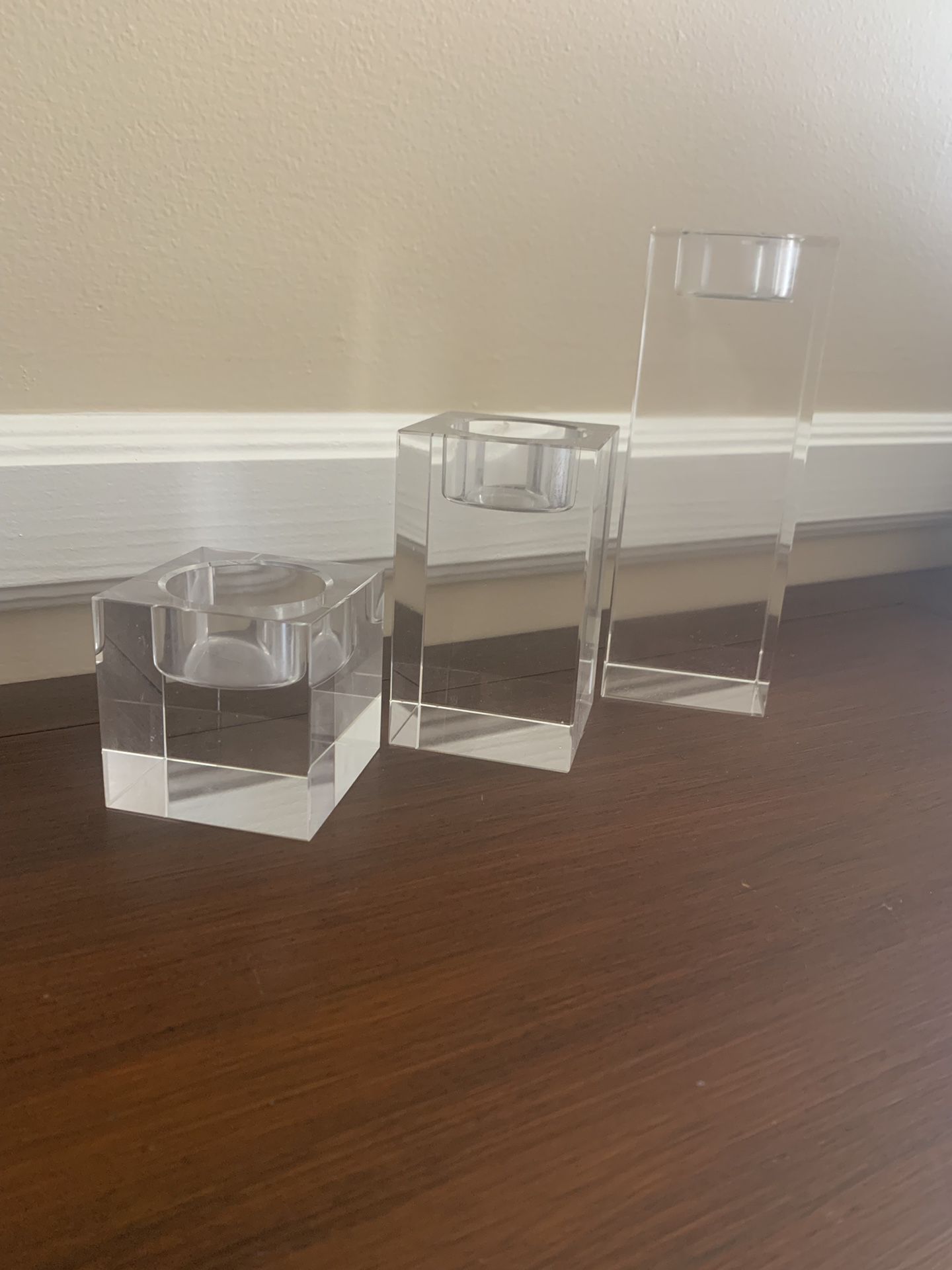 Crate & Barrel square glass candle tea light holders