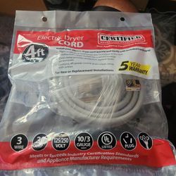 4ft Electric Dryer Cord 3 Prong
