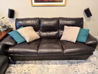 Free! Dark Brown Leather Sofa Couch
