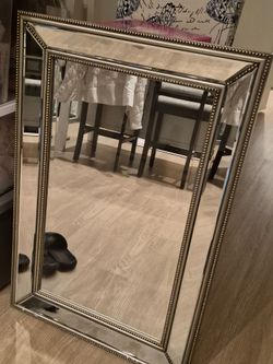 Silver Beaded Frame Wall Mirror