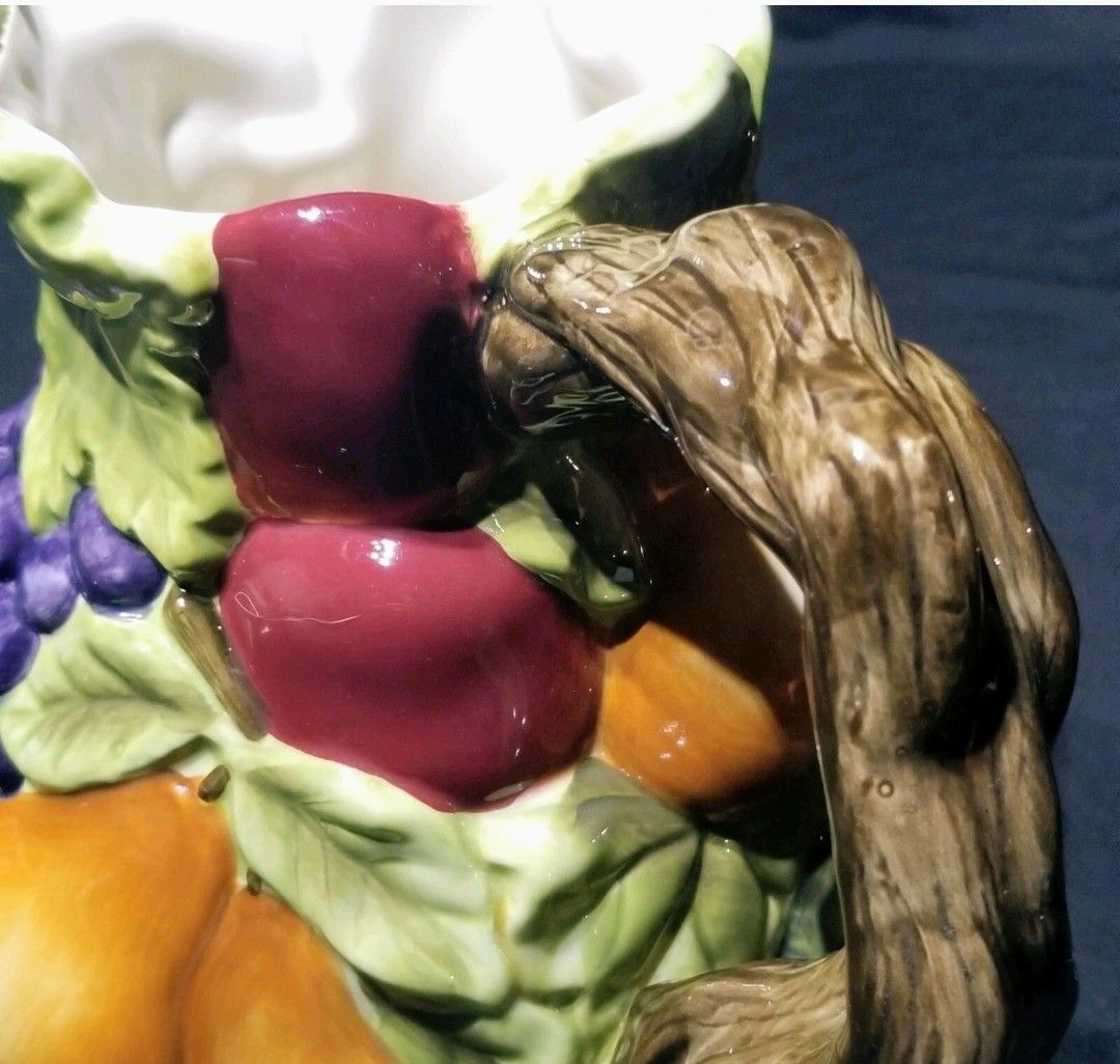 Sonoma Villa Home Interiors Large Pitcher Hand Painted Fruits & Vine Handle EC