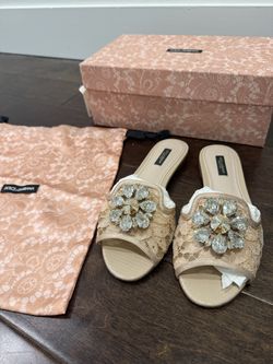Dolce & Gabbana Beige Sandals Shoes Flats 7