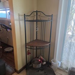 [PRICE DROP] Elegant Corner Baker's Rack / Plant Stand (Iron & Wood)