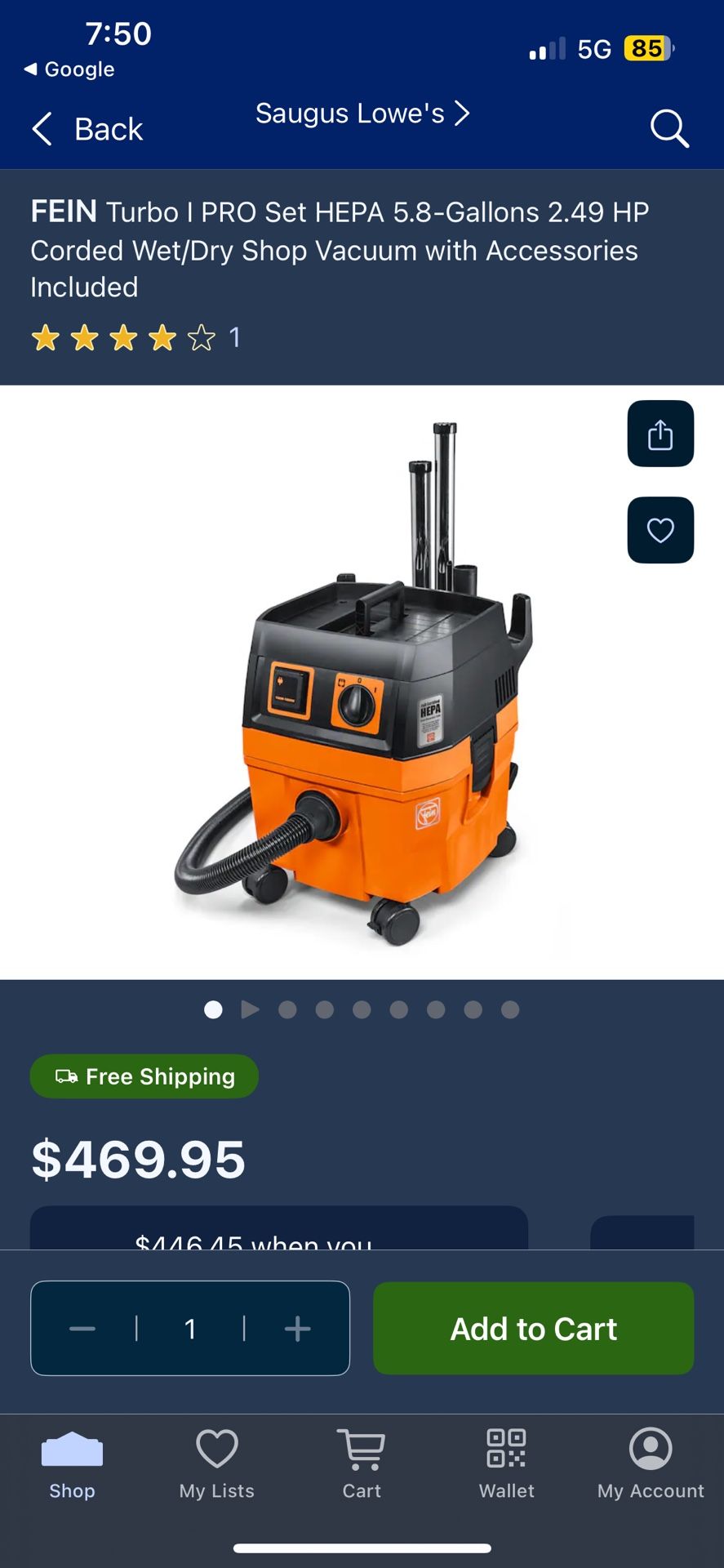 Fein Turbo HEPA Wet/Dry Vacuum
