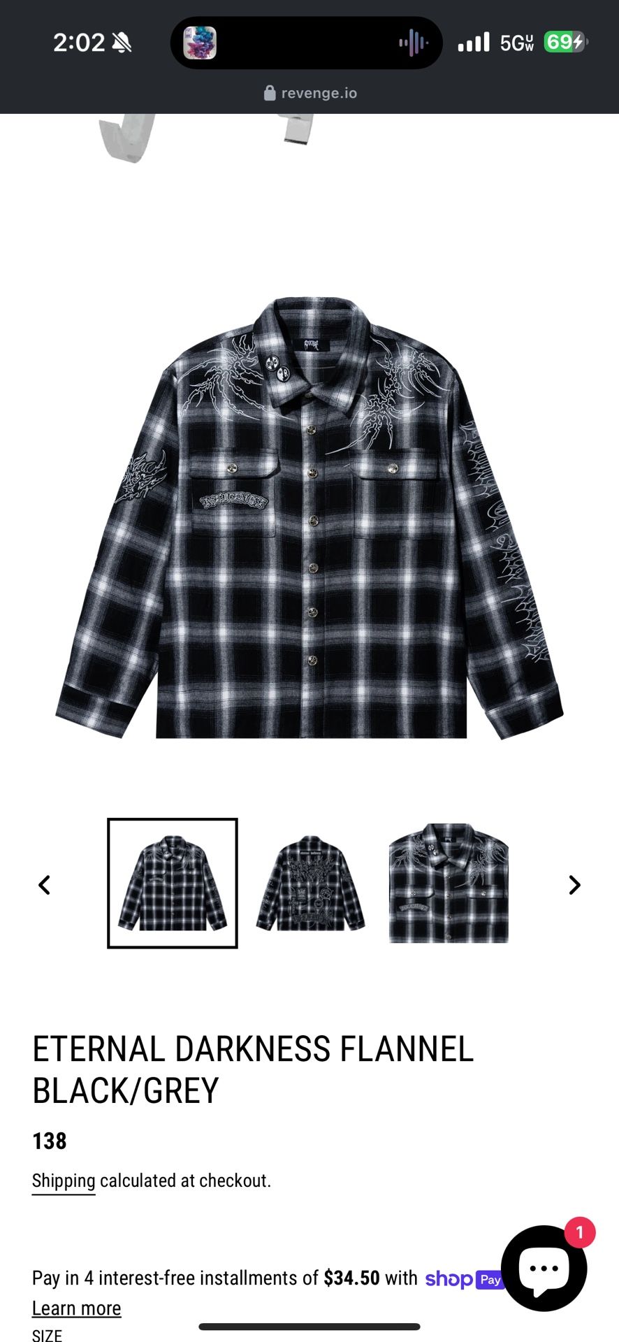 Revenge Eternal Darkness Flannel Black/Gray