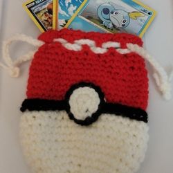 Crochet Pokeball pouch with Cards