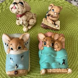 Vintage PenDelfin Bunny Rabbit Collectible Figurines Tammy Wakey Twins 