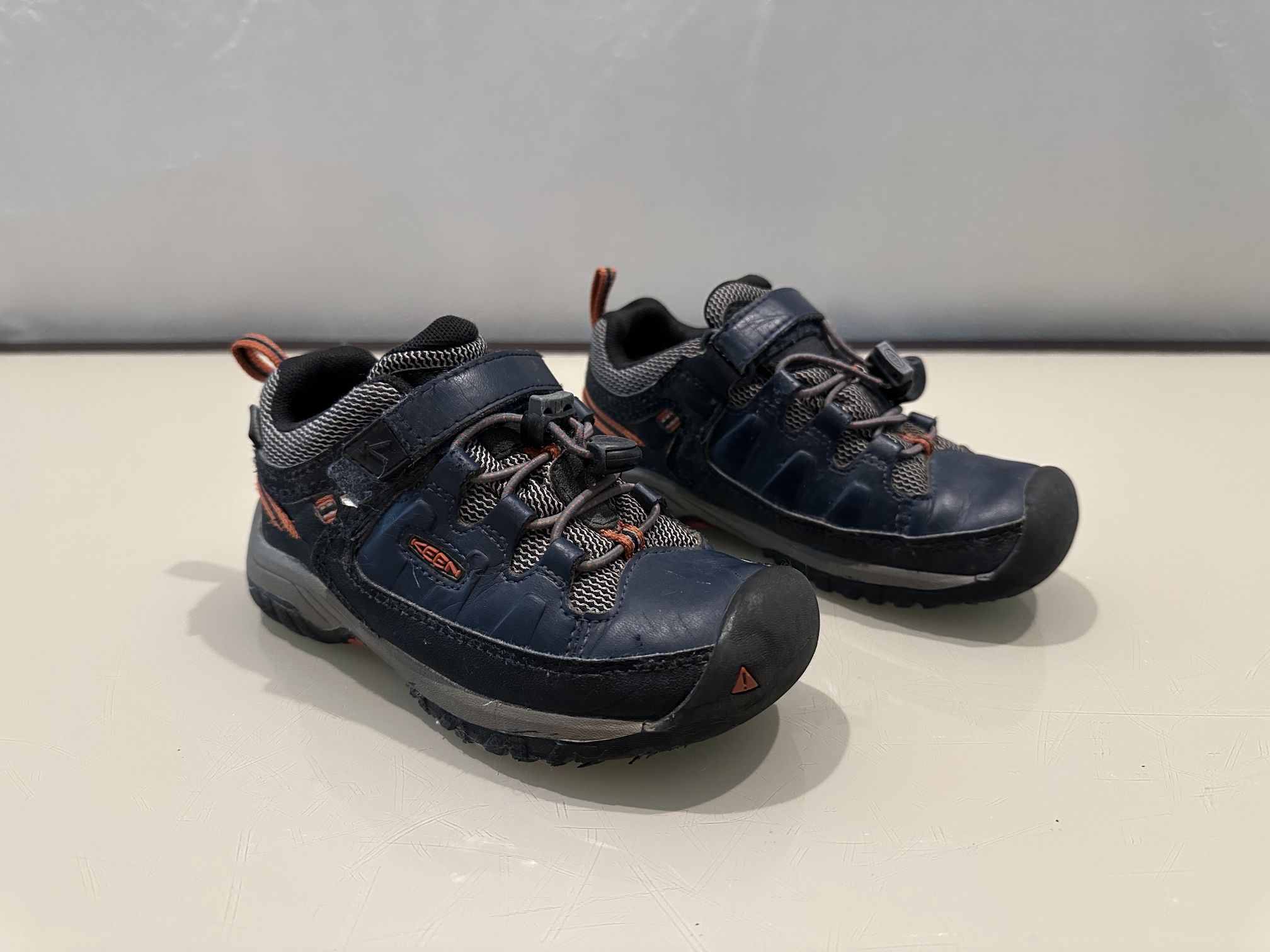 Keen Kids Waterproof Hiking Boots (Navy Blue & Orange, Size 11)