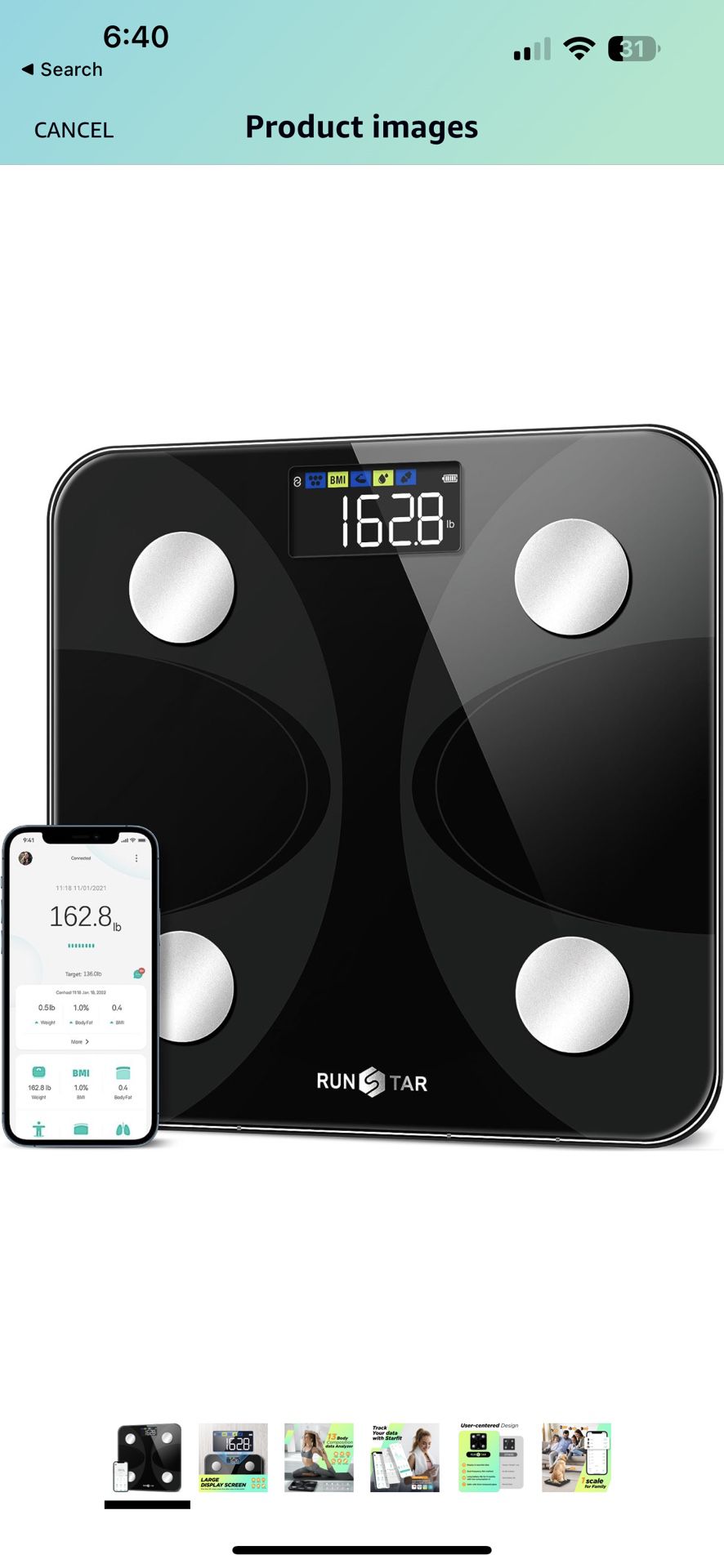 runstar Scale for Body Weight and Fat Percentage, Ultra-Precision Digital Accurate Bathroom Smart Scale with Large Display,13 Body Composition Analyze