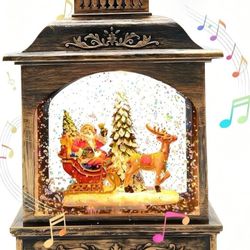 Marsyu Christmas Snow Globes Lantern Water Swirling Glitter,with Santa
