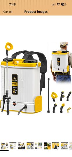 Battery Powered Backpack Sprayer 5.3Gal Compatible with DeWalt 20V Battery(NOT Included), Equipped with Mixing System, Backpack Garden Sprayer with 6 