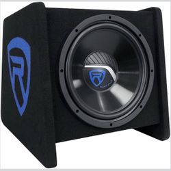 Rockville RV12P 12" 600W Car Audio Subwoofer in Vented Sub Enclosure Box, 4 Ohm, High-Performance Bass, MDF Construction Perfect for Car Audio Systems