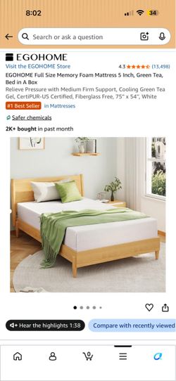 EGOHOME Full Size Memory Foam Mattress 5 Inch