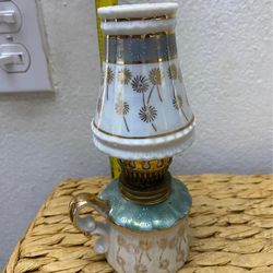 QUINQUE ANTIGUO DE PORCELANA Y CRITAL C/U