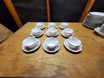 Haviland China Flat Cup & Saucer Set Schleiger 145, Sold as 2-piece set