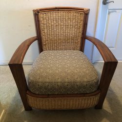 Palecek Wooden Rattan Lounge Chair Tiki