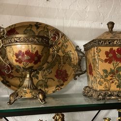 Set Castilian De Porcelana Y Bronze