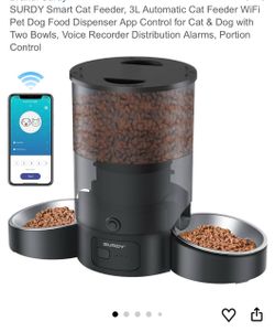 Smart Automatic Pet Feeder with Two Bowls