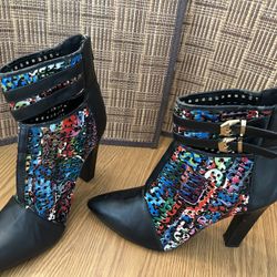 Colorful High Heels Ankle Boots - Size 8.5