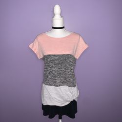NEW Boutique Women’s Pink and Grey Colorblock Top