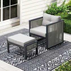 Outdoor armchair with ottoman