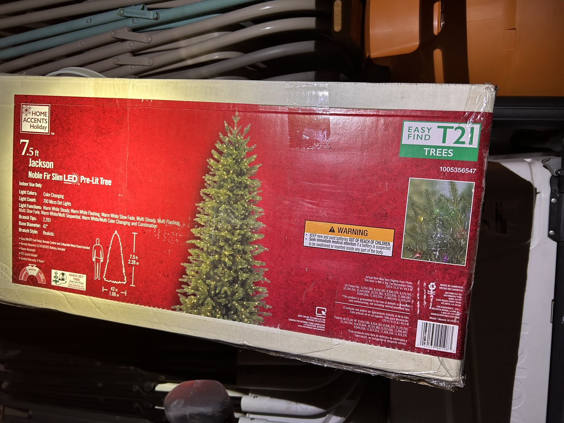 New 7.5 ft. Jackson Noble Fir Slim LED Pre-Lit Artificial Christmas Tree