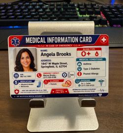 Custom Medical Information Novelty PVC Card – Wallet Size Info Card