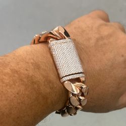 Super heavy handmade polished Miami links Cuban rose gold bracelet🔥🔥