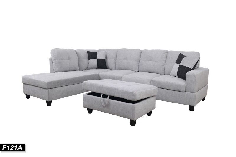 Fabric sectional Couch with ottoman 