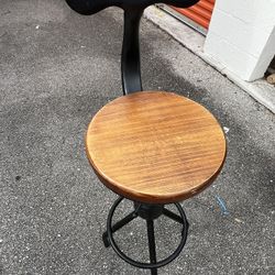 Vintage Bar Stool- Industrial Swivel Kitchen Dining Chair-Counter Height 23-33"-with Backrest