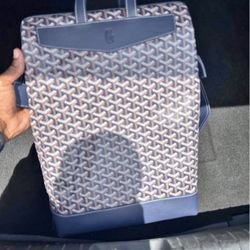 Goyard Navy Blue Goyardine Backpack
