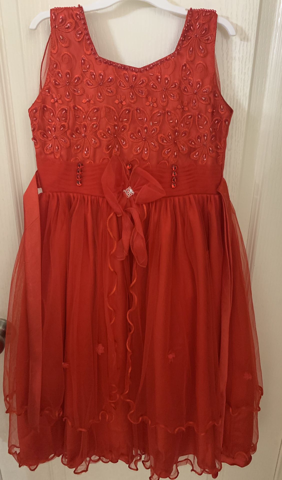 Beautiful Red Flower Girl/holiday Dress Size 6-7
