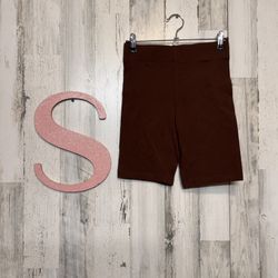 Forever 21 Brown Biker Shorts Size Small  Soft Stretch Cotton Blend, High Waist,