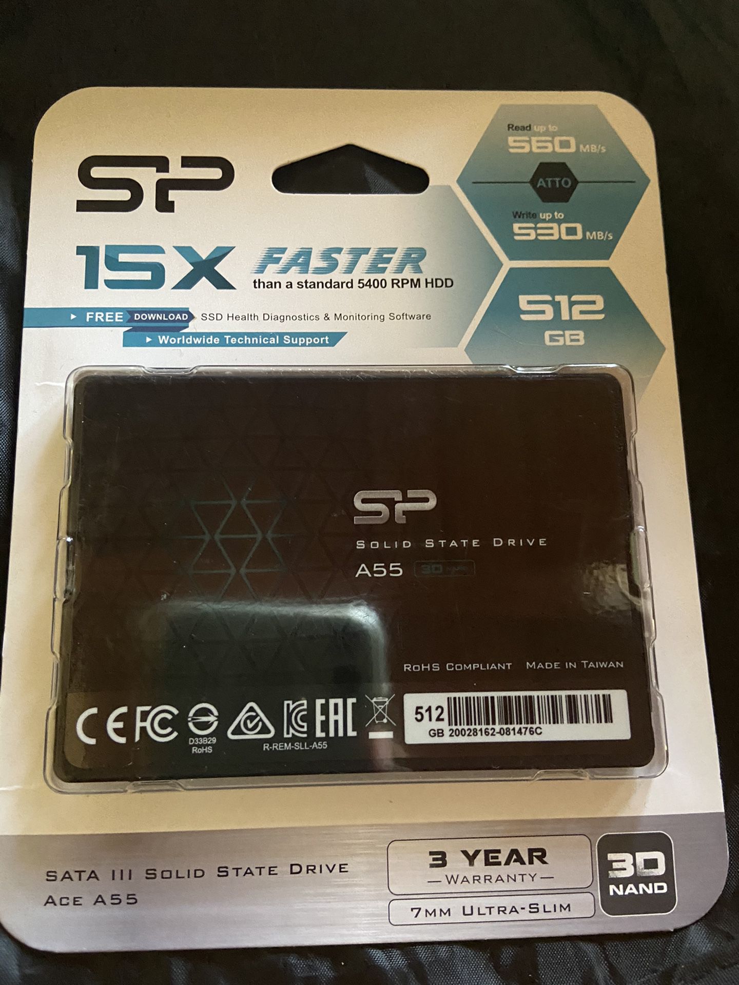 New/Sealed Silicon Power 512GB SSD 3D NAND A55 Internal Solid State Drive