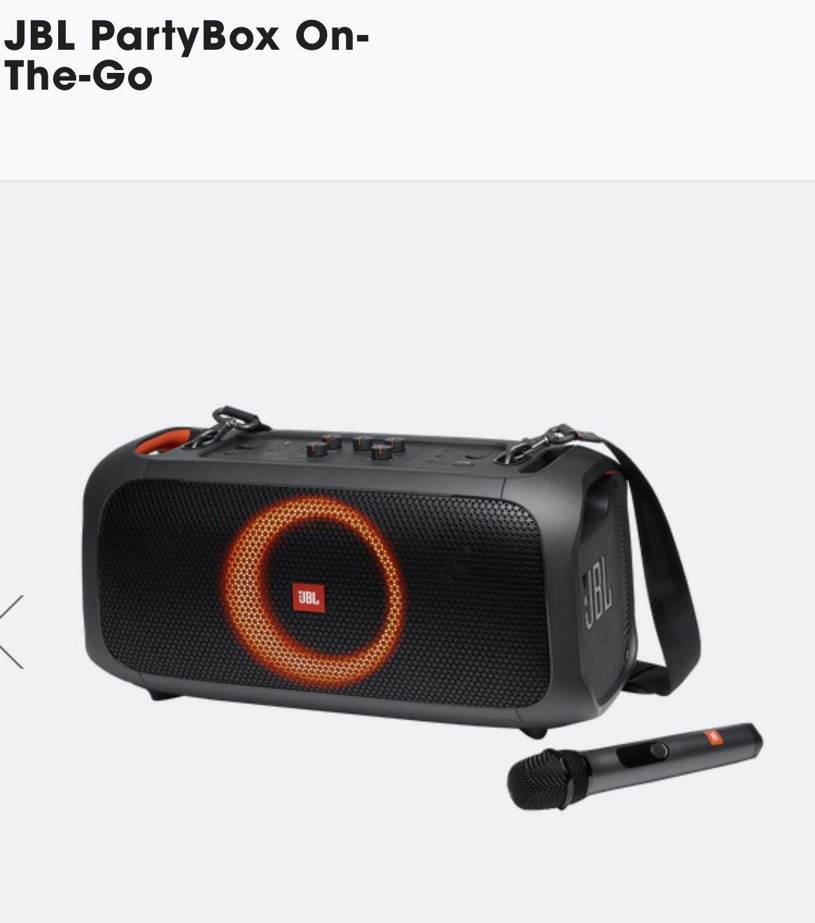 JBL PartyBox On-The-Go Portable Bluetooth Speakers W/ Wireless Microphone. Brand New