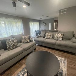 Sofa and Love Seat, Light Grey 