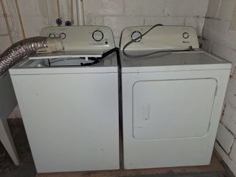 Amana Side-by-Side Top Load Washer and Electric Dryer Set in White