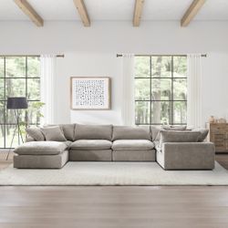 Sereen 6-piece Fabric Modular Sectional, Taupe