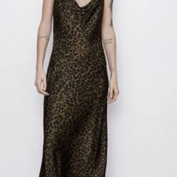 Zara Animal Print Maxi Dress - Black and Brown