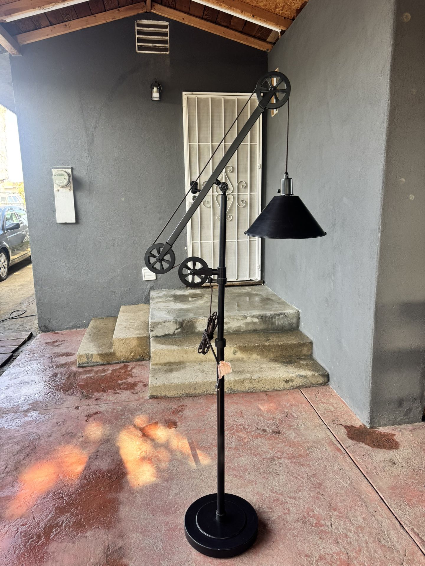 Industrial Pulley Floor Lamp
