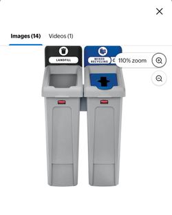 Rubbermaid Commercial Recycling Station (contact info removed) Slim Jim, 2 Mixed Recycling Landfill/Container Streams 
