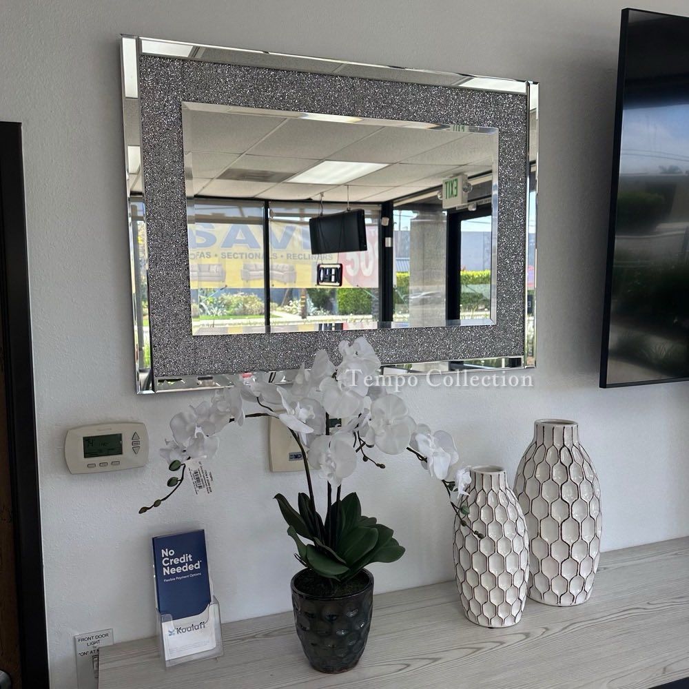 Crystal Inlay Rectangle Wall Mirror 