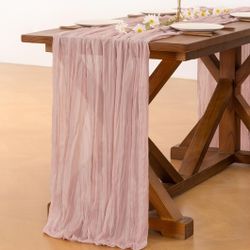 Pink Easter Cheesecloth Table Runner Boho Rustic Gauze Dusty Pink Spring 120 inch 10FT tulle Cloth 