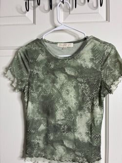 Madden Girl Green Snake Print Mesh Top