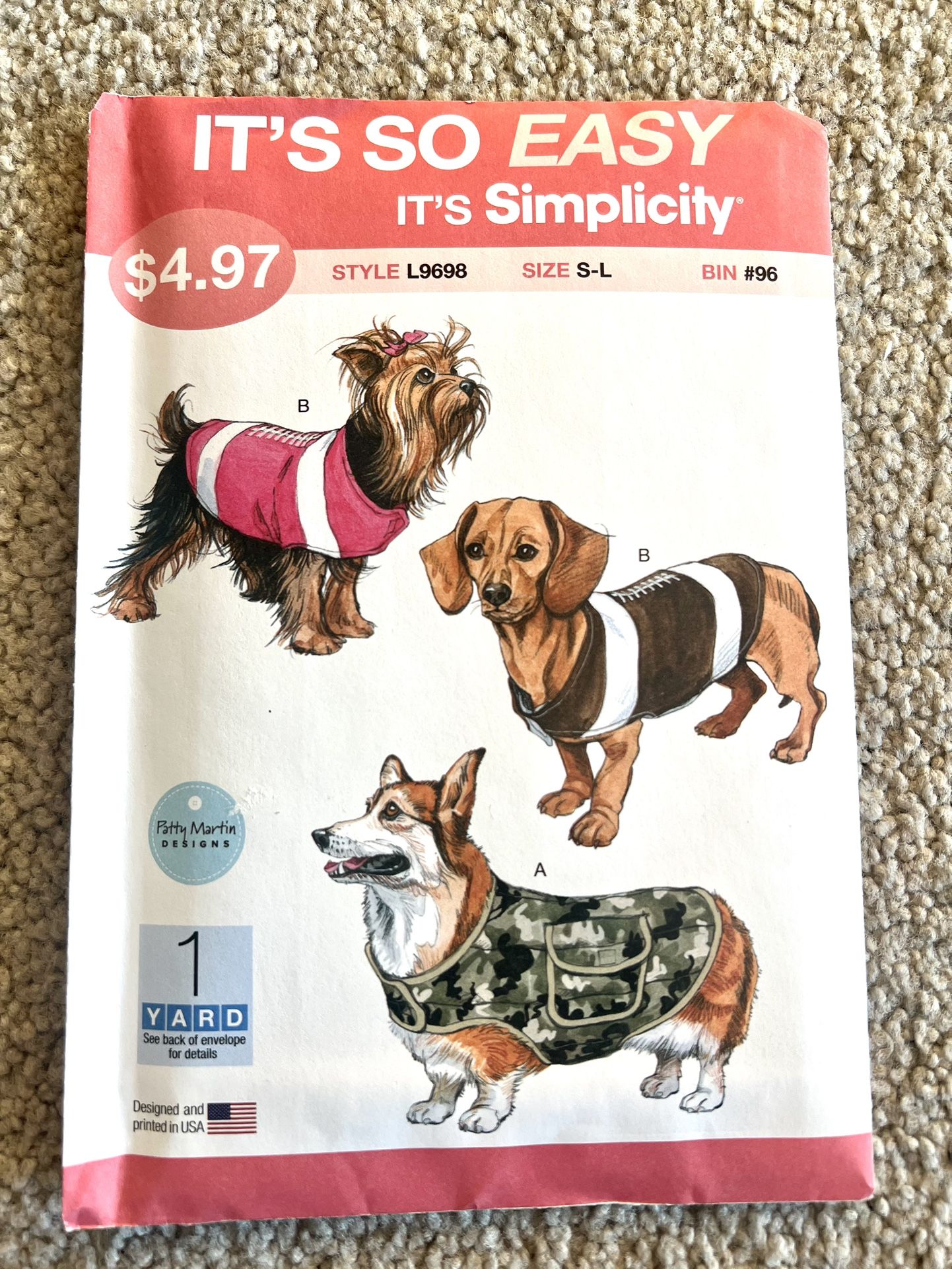 Simplicity Sewing Pattern L9698 DOG Shirt — NEW PATTERN