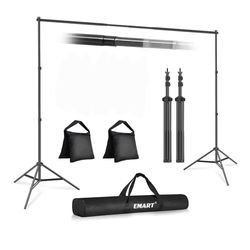 Backdrop Stand 10x7ft(WxH) Photo Studio Adjustable Background Stand Support kit with 2 Crossbars, 8 Clamps, 2 Sandbags and Carry Bag for Parties, Even