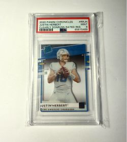 Justin Herbert 2020 Panini Chronicles Clearly Donruss Rated Rookie PSA 9