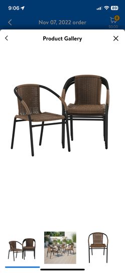 4 Pack Medium Brown Rattan Indoor-Outdoor Chairs