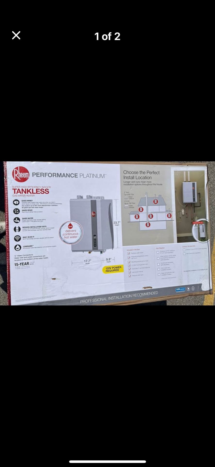 RHEEM TANKLESS HOT WATER HEATER